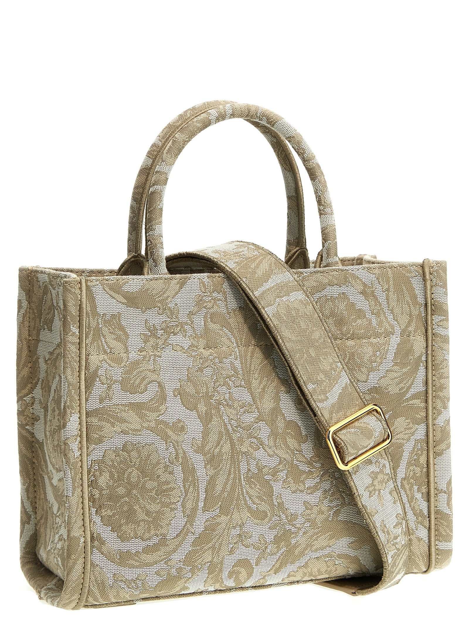 Shop Versace Athena Small Shopping Bag In Beige