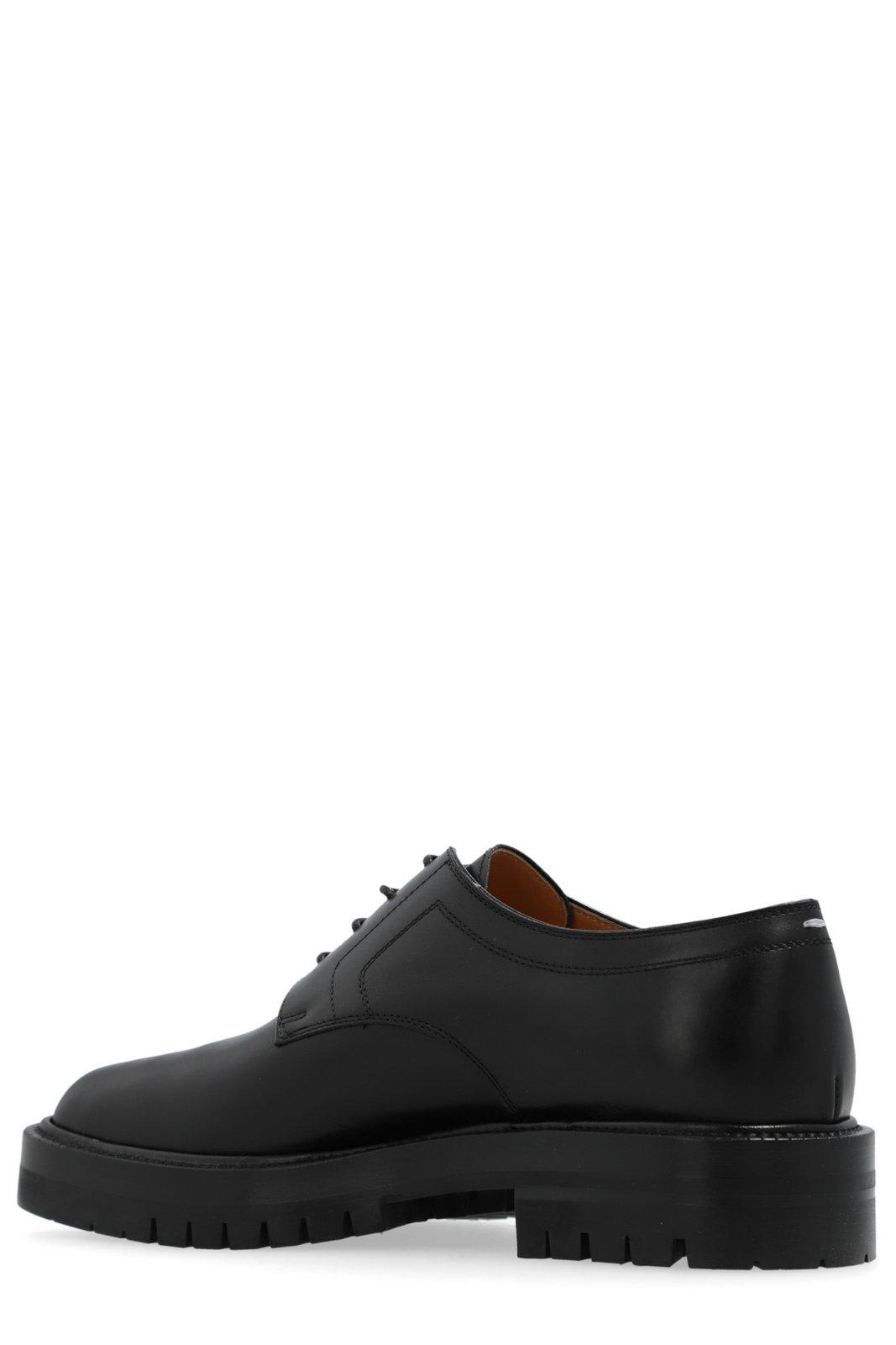 Shop Maison Margiela Tabi Toe Lace Up Shoes In Black