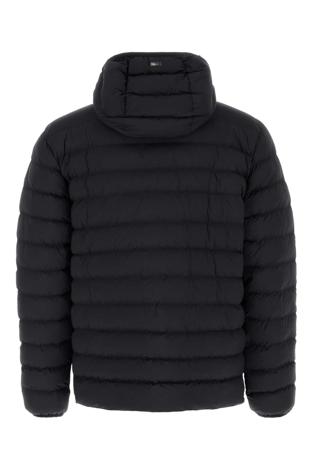 Herno Midnight Blue Stretch Nylon Jacket In Black