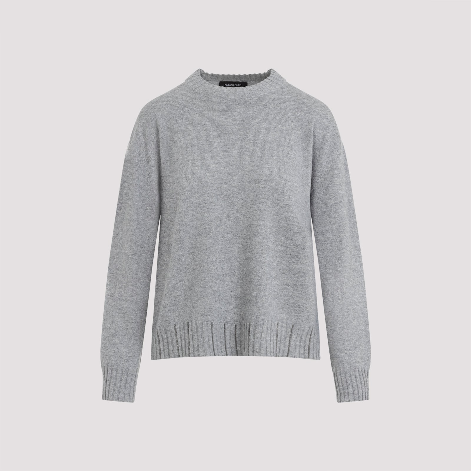 Fabiana Filippi Wool-cashmere Blend Sweater With Ribbed Hem In Gray