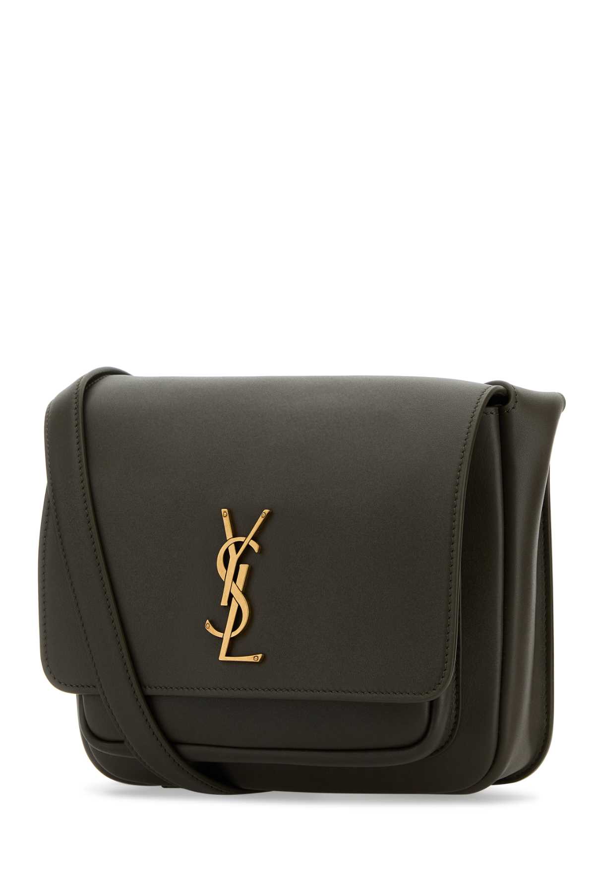 Saint Laurent Mud Leather Niki Saddle Crossbody Bag In Gray