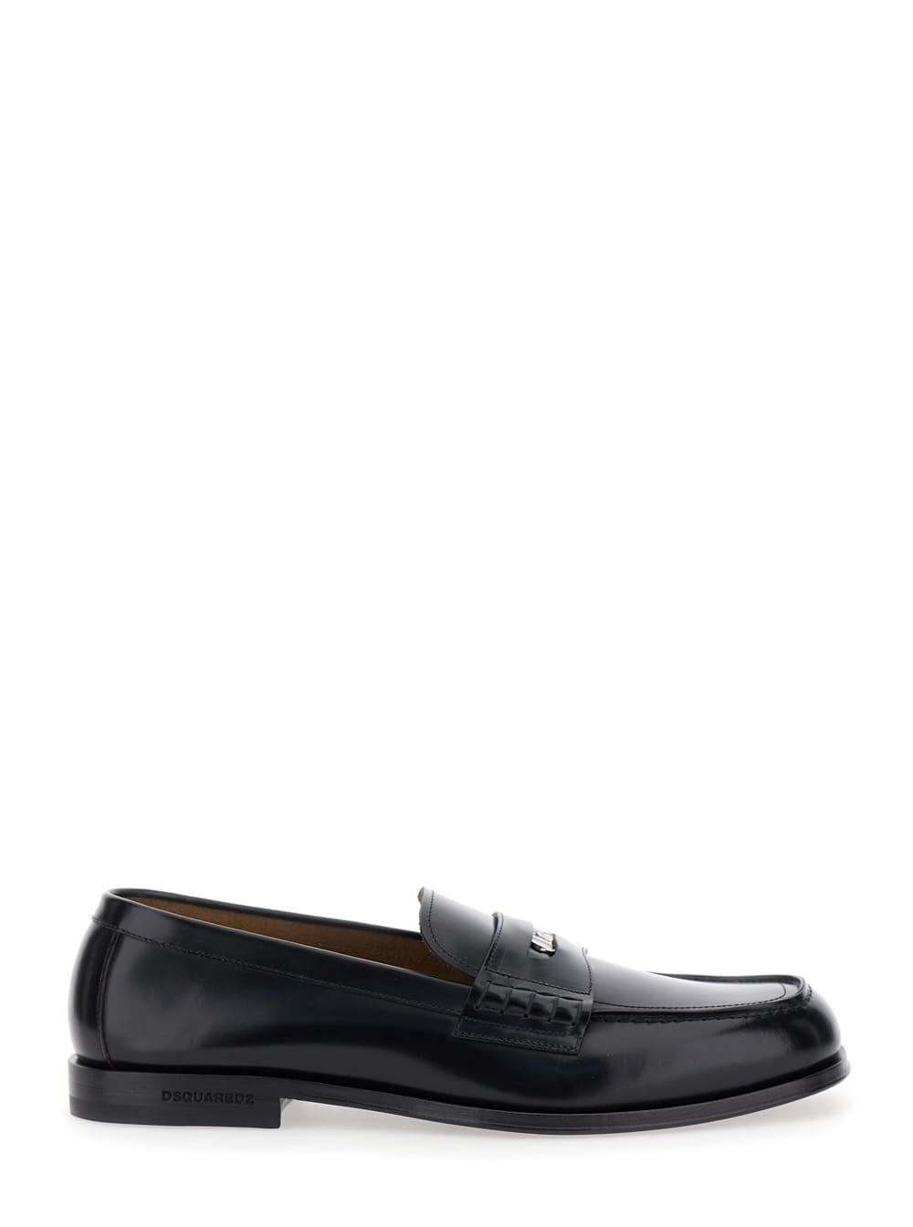 Dsquared2 Black Loafers With Logo Plaque On The Front And Logo Lettering On The Heel In Leather Man