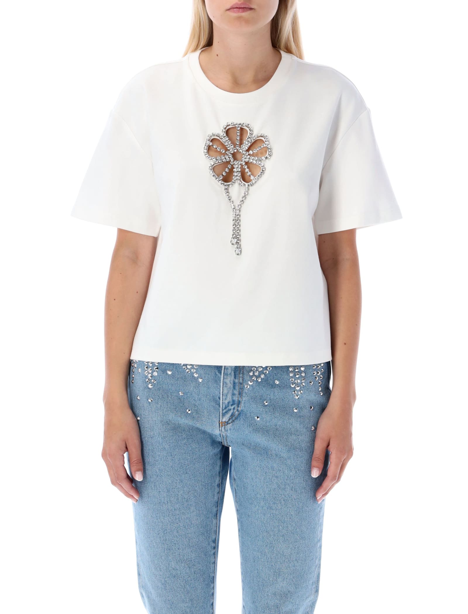 AREA Crystal Flower Relaxed T-shirt