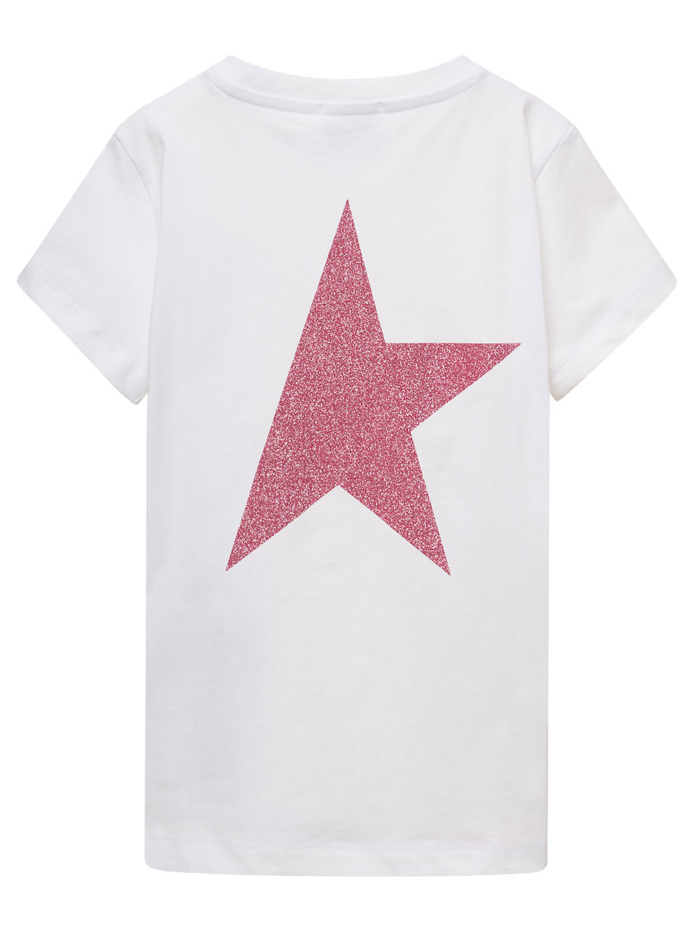 Shop Golden Goose White Crewneck T-shirt With Contrasting Logo Lettering Print In Cotton Boy