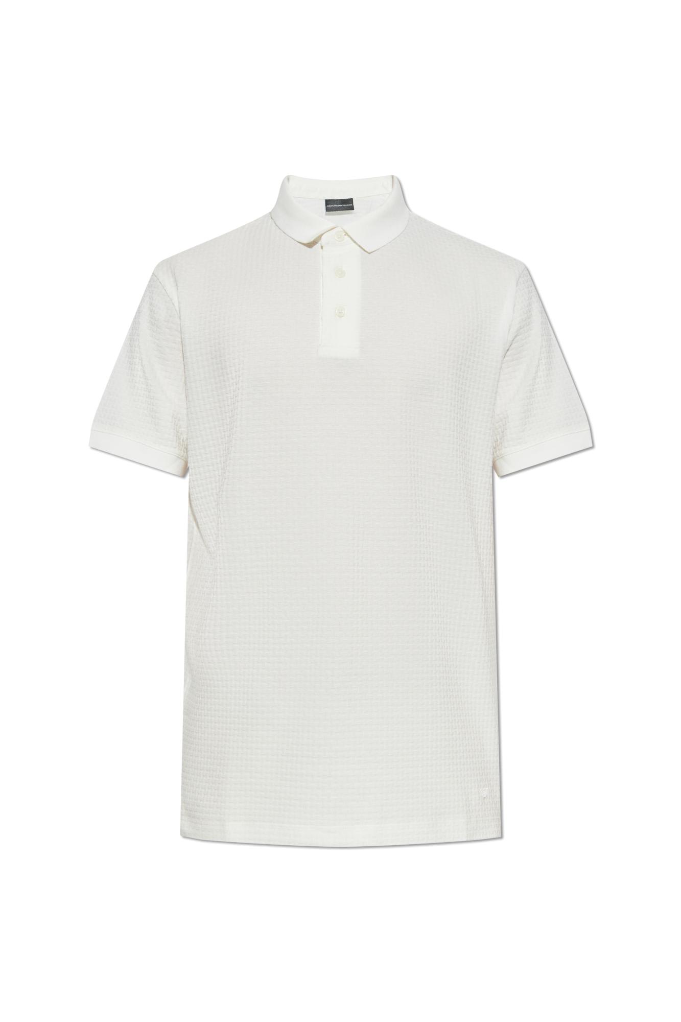 Emporio Armani Logo Embroidered Short-sleeved Polo Shirt In White
