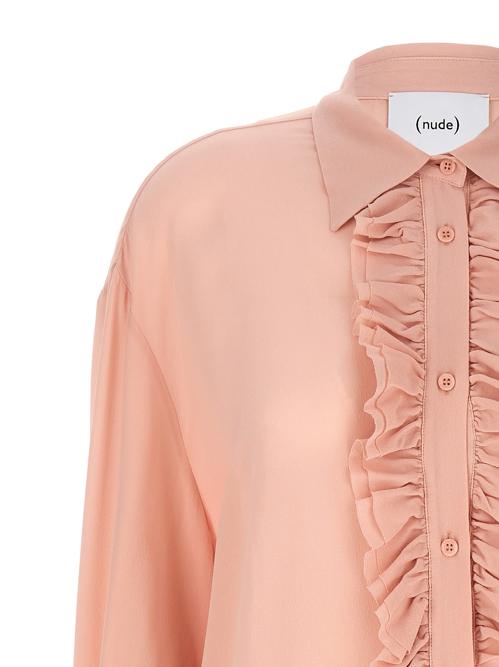 Shop Nude Ruffled Silk Shirt In Pink