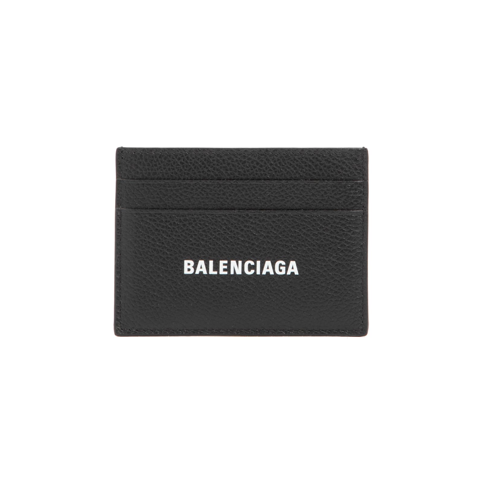 Balenciaga Logo-print Grained Leather Card Holder Accessories In Black
