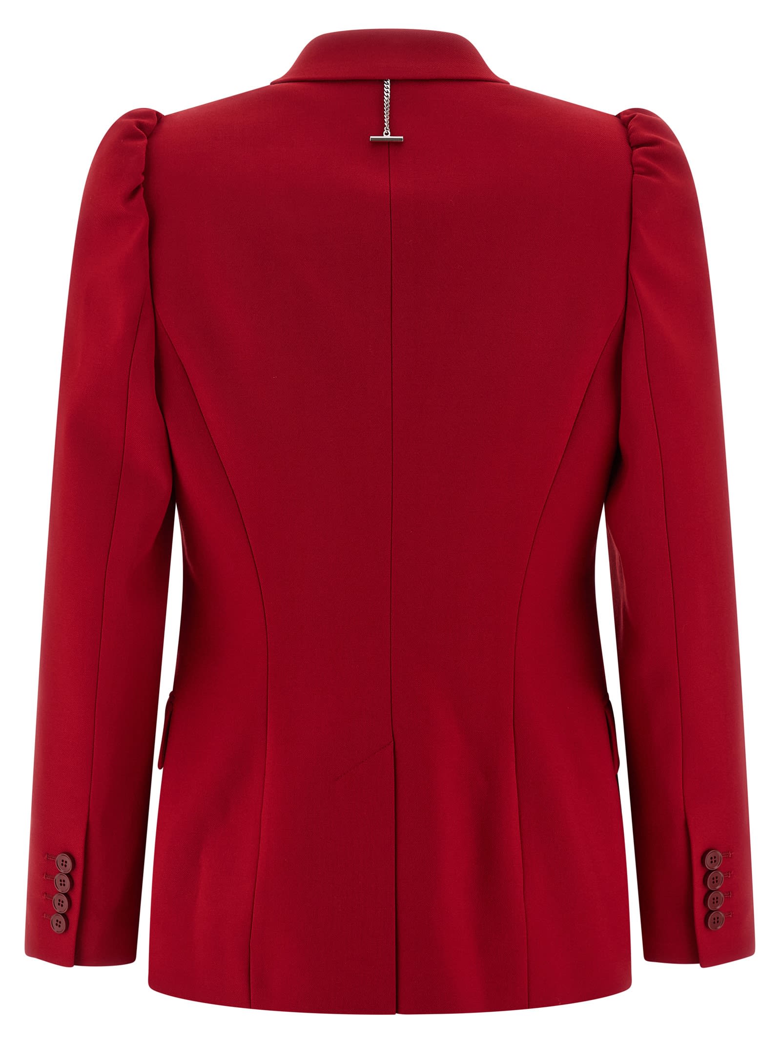 Alexander Mcqueen Puff-sleeve Single-breasted Blazer In Red