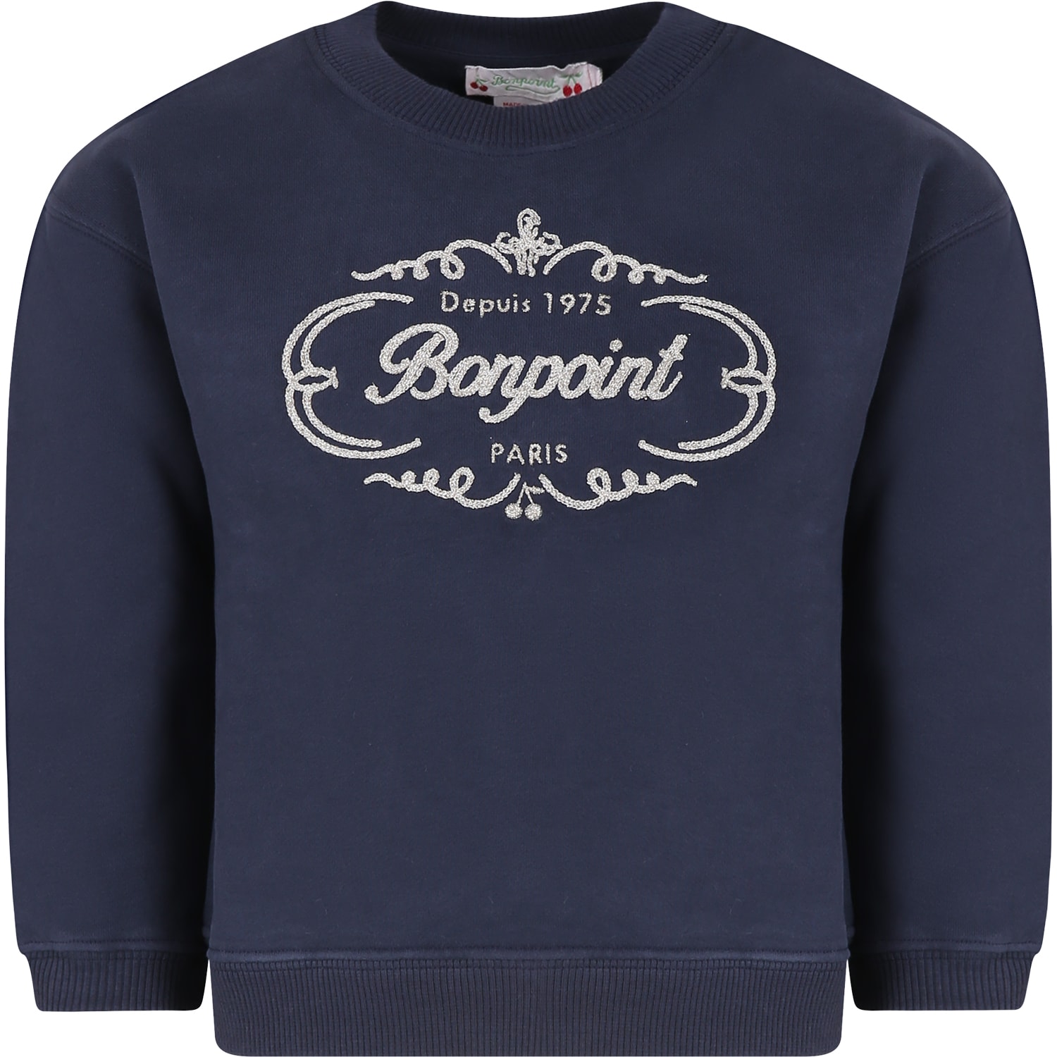 Bonpoint Kids' Blue Sweatshirt For Girl With Logo