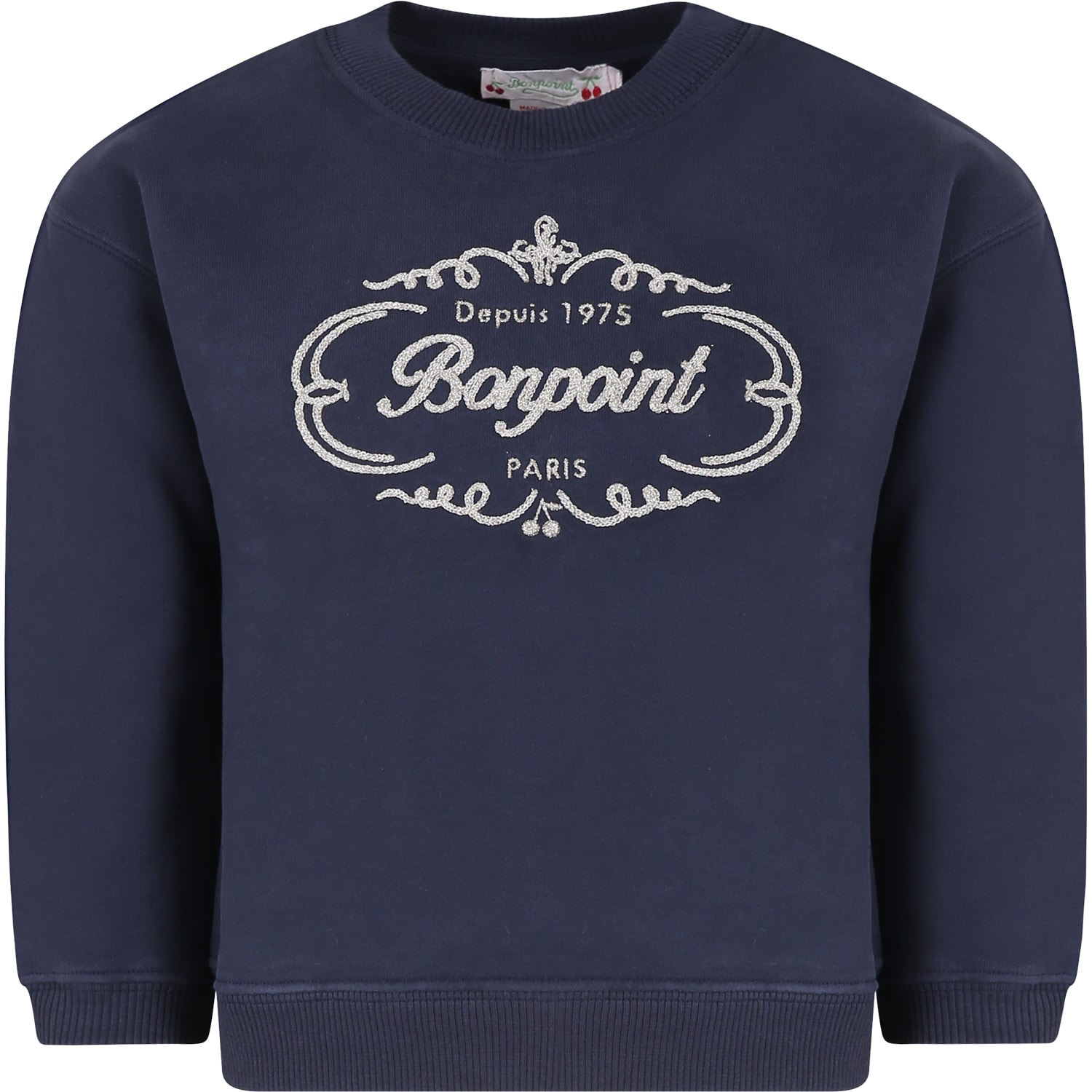 Bonpoint Blue Sweatshirt For Girl With Logo In Blue