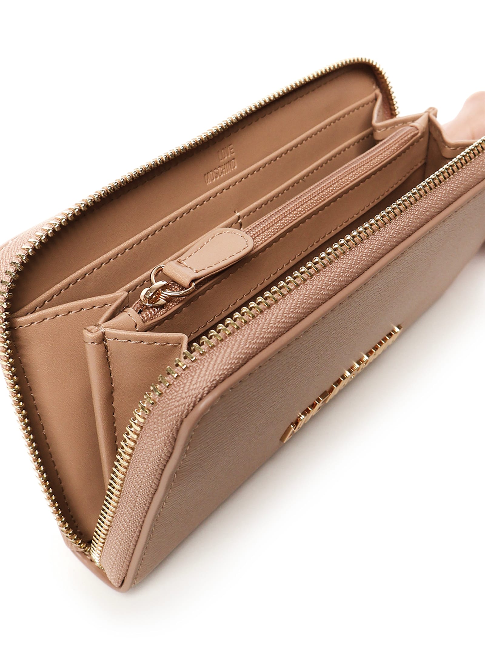 Love Moschino Zip Around Wallet With Logo In Pink