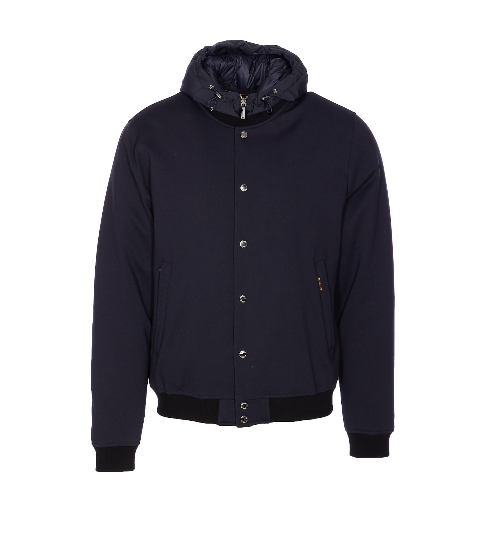 Moorer Padded Jacket With Removable Hood And Zip Pockets In Blue