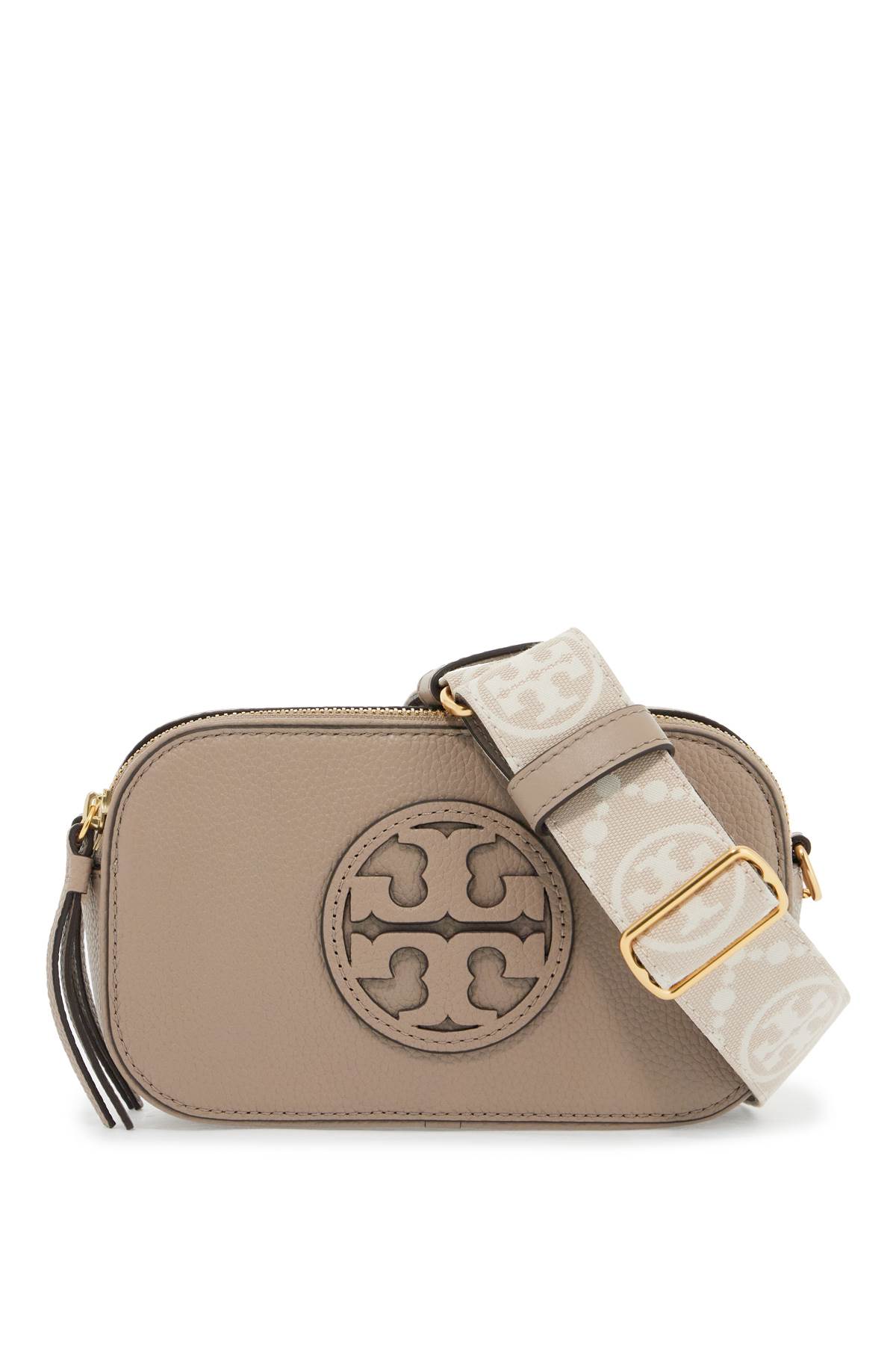 Shop Tory Burch Miller Mini Crossbody Bag In Fresh Clay (grey)