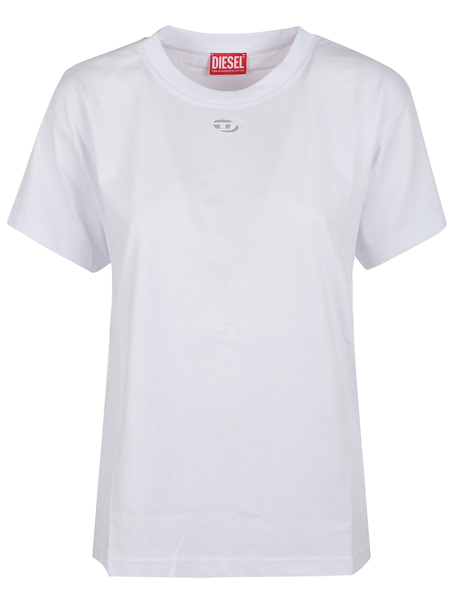 Diesel Crew Neck Short Sleeves Tops In White