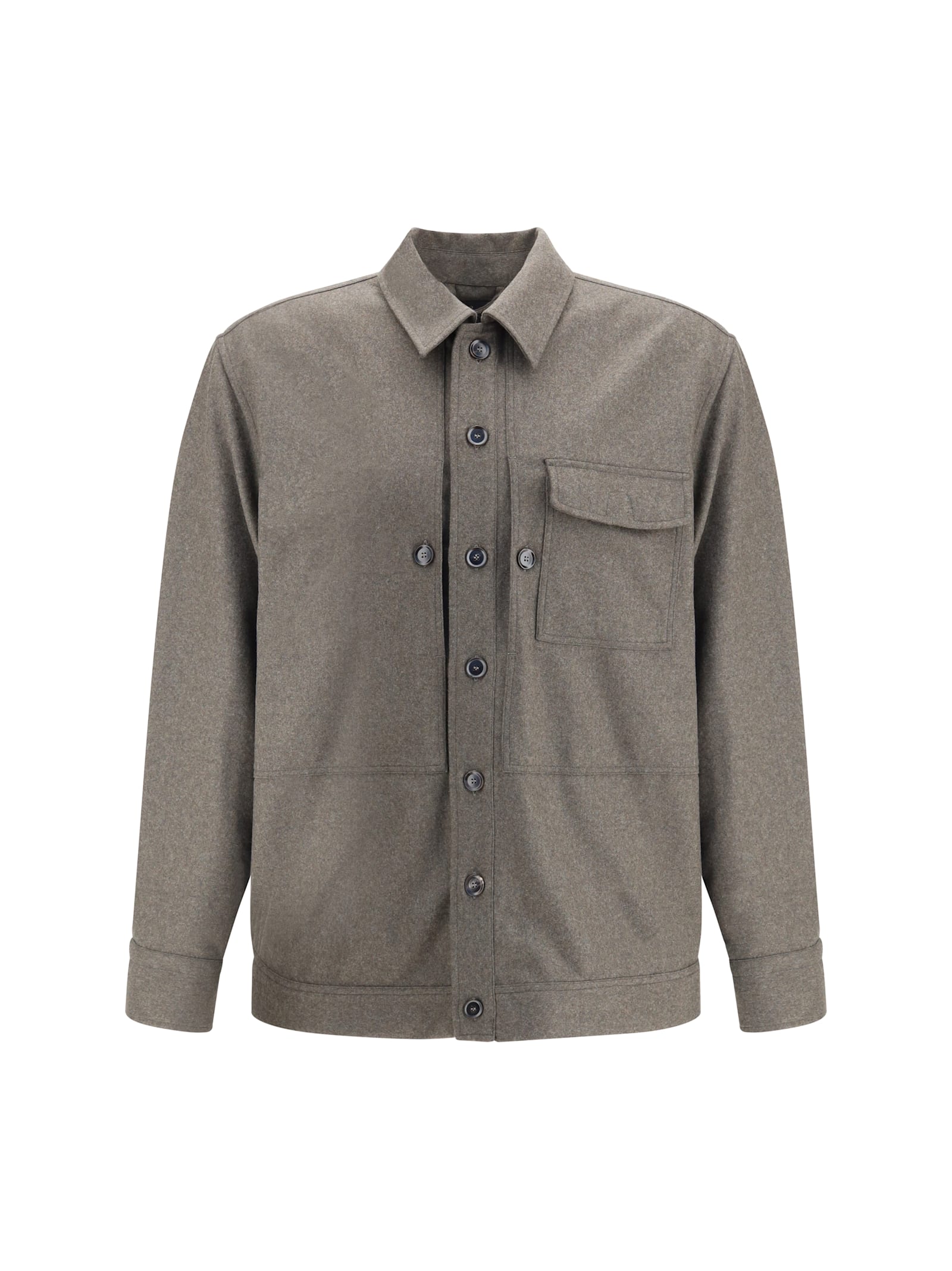 Brioni Button-fastening Patch-pocket Shirt In Gray