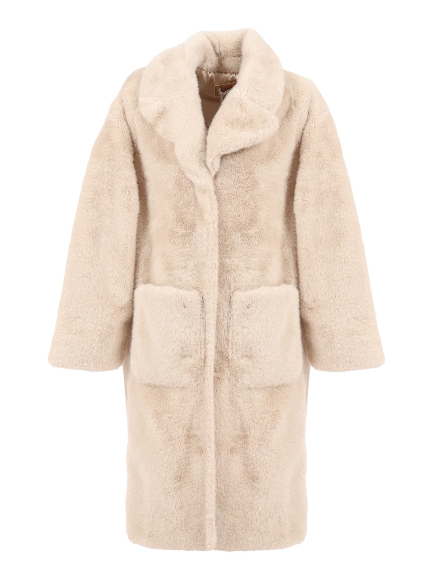 Monnalisa Teddy Coat Buttons In Neutral