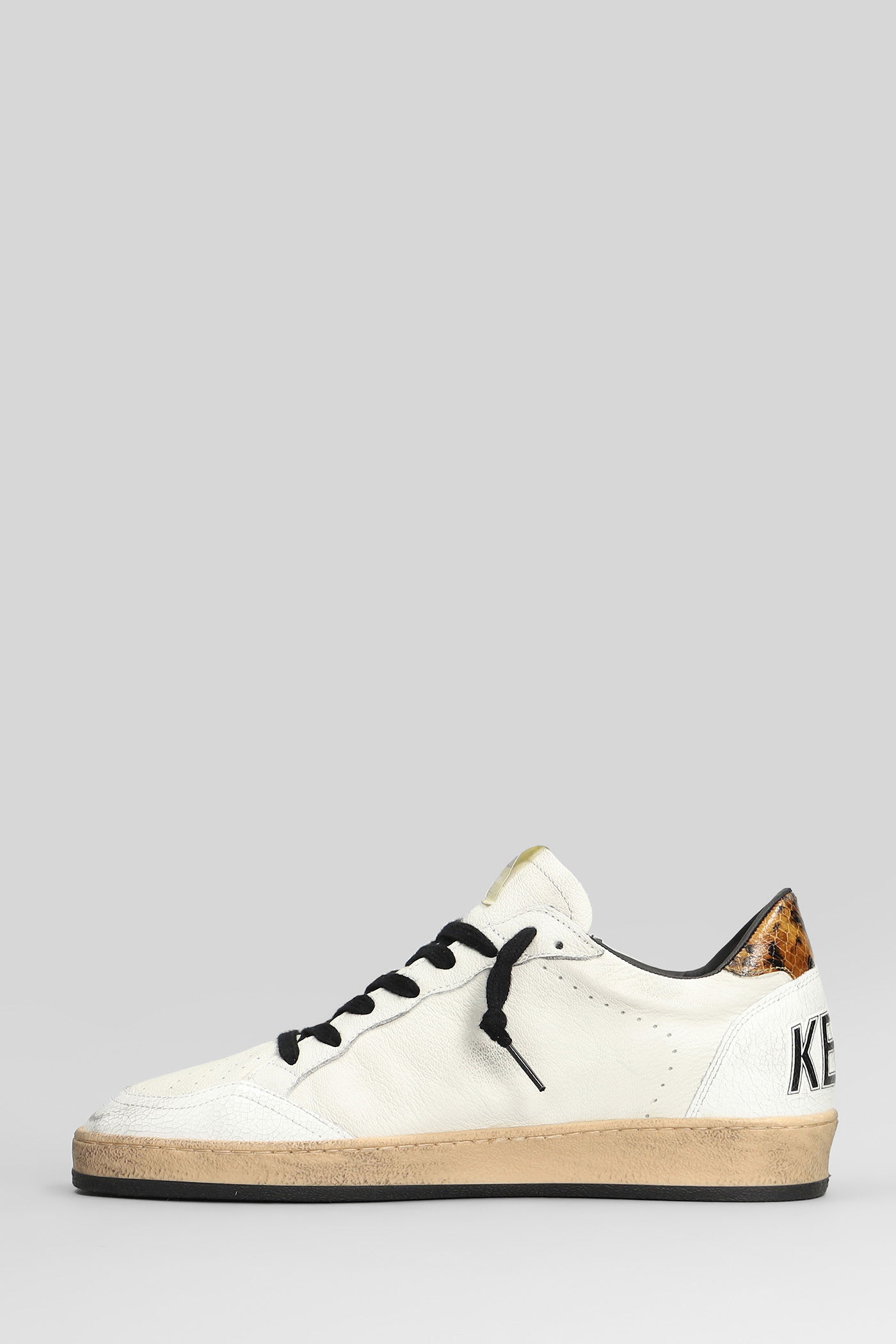 Golden Goose Ball Star Sneakers In White Leather In Multi