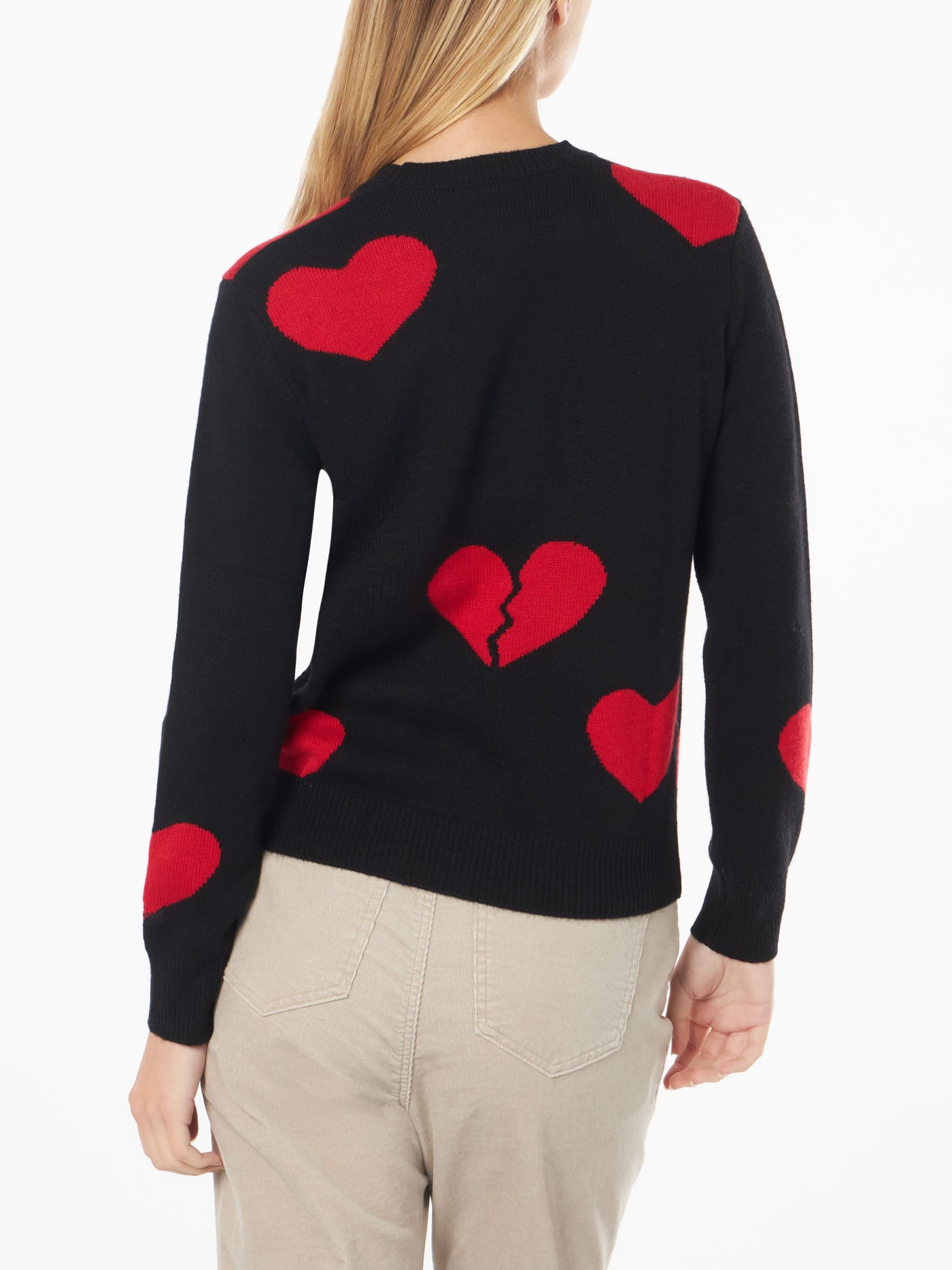 Mc2 Saint Barth Woman Crewneck Sweater With Heart Breaker Embroidery In Black