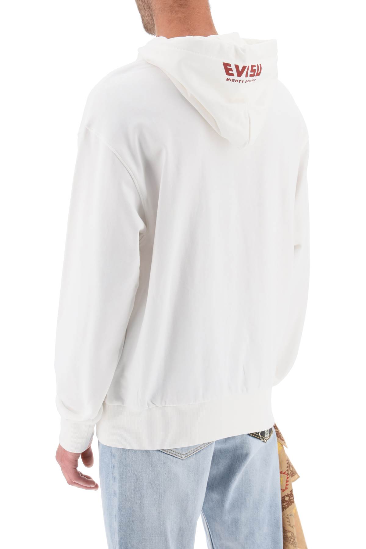 Shop Evisu Hoodie With Embroidery And Print In Off White (white)
