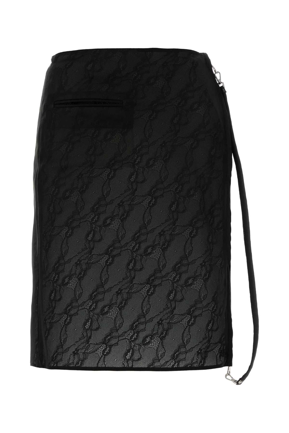 Courrèges Stretch Nylon Blend Mini Skirt With Lace In Black