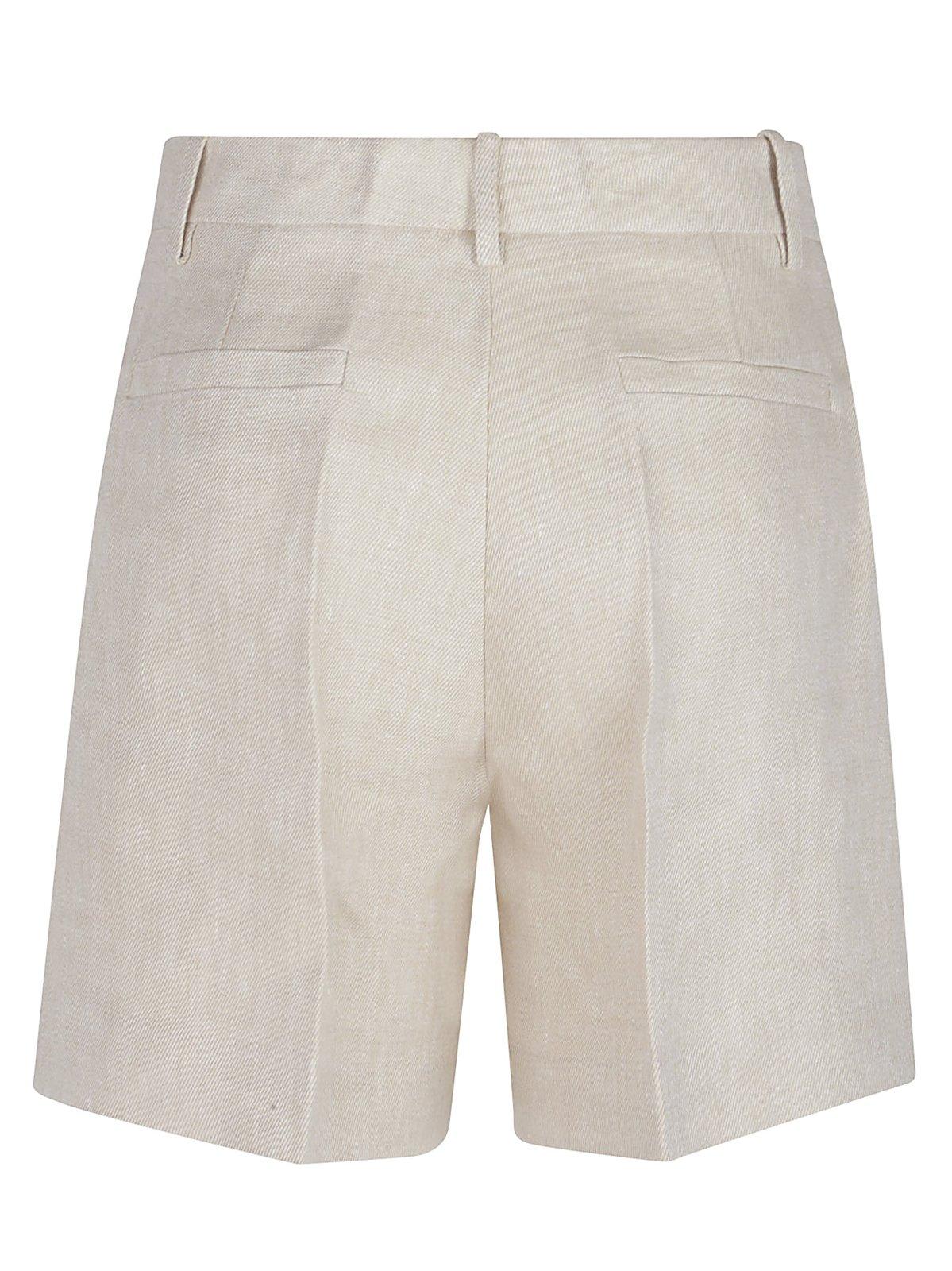 P.a.r.o.s.h Pleat Detailed Shorts In Neutral