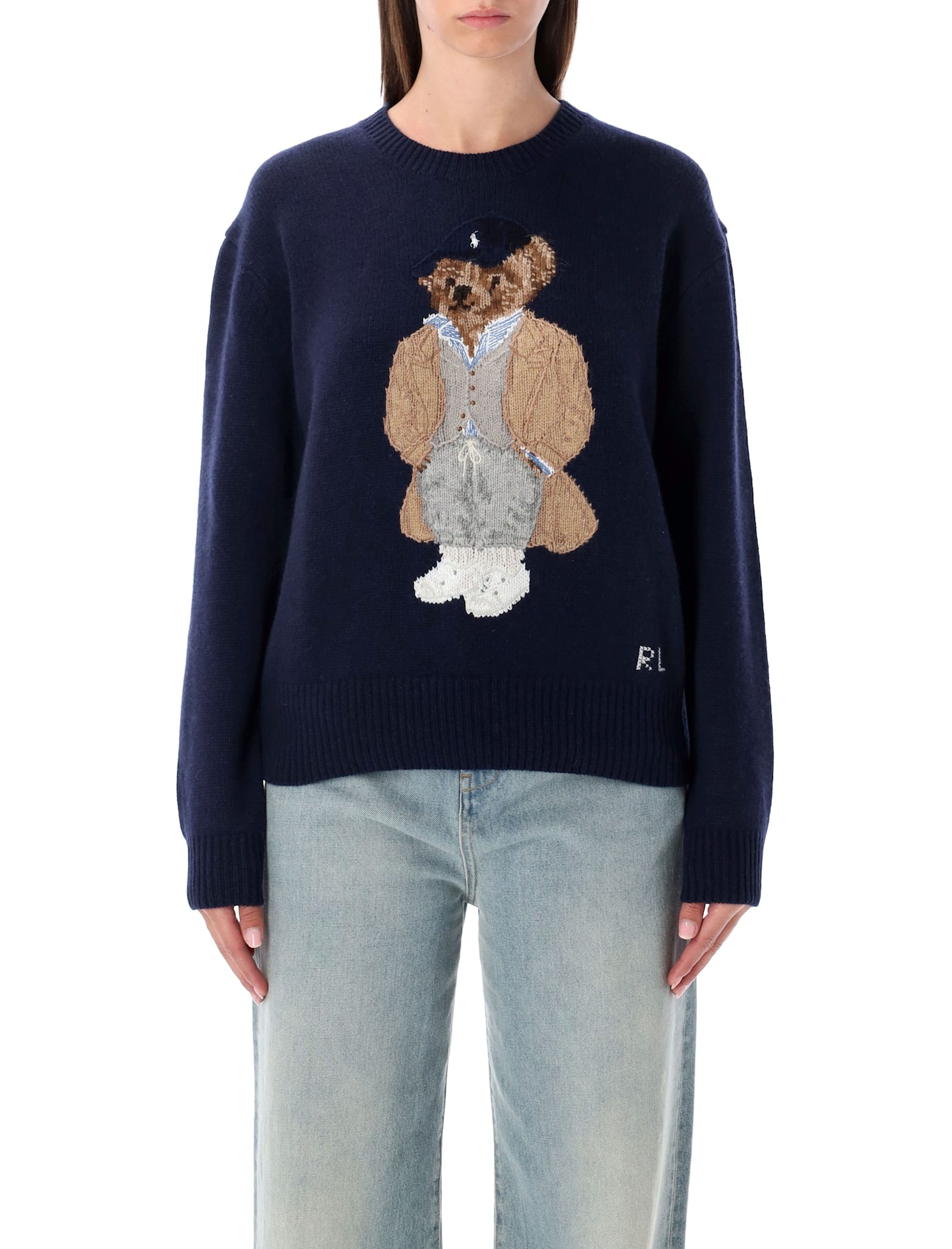 Polo Ralph Lauren Polo Bear Wool Cashmere Sweater In Blue