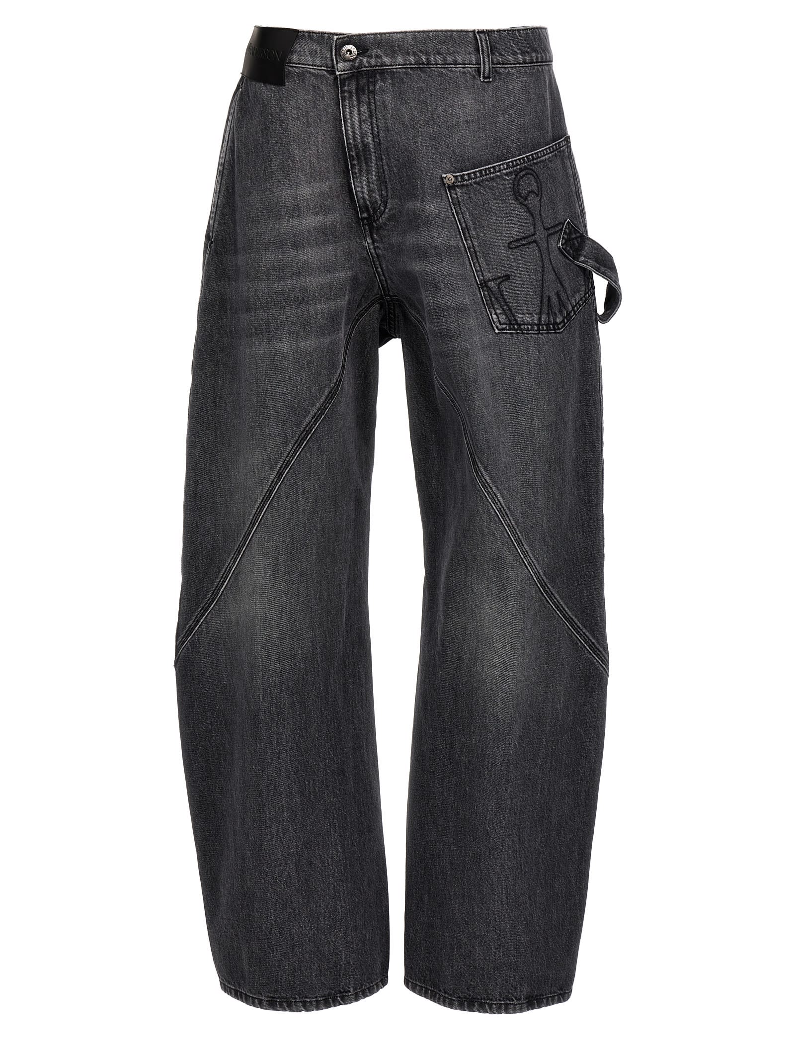 Shop Jw Anderson Twisted Workwear Jeans In Grey