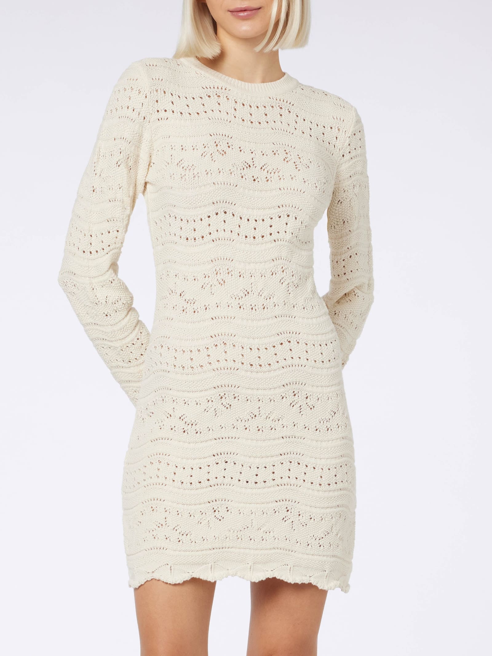 Shop Mc2 Saint Barth Woman Cotton Knit Mini Dress Imany In White