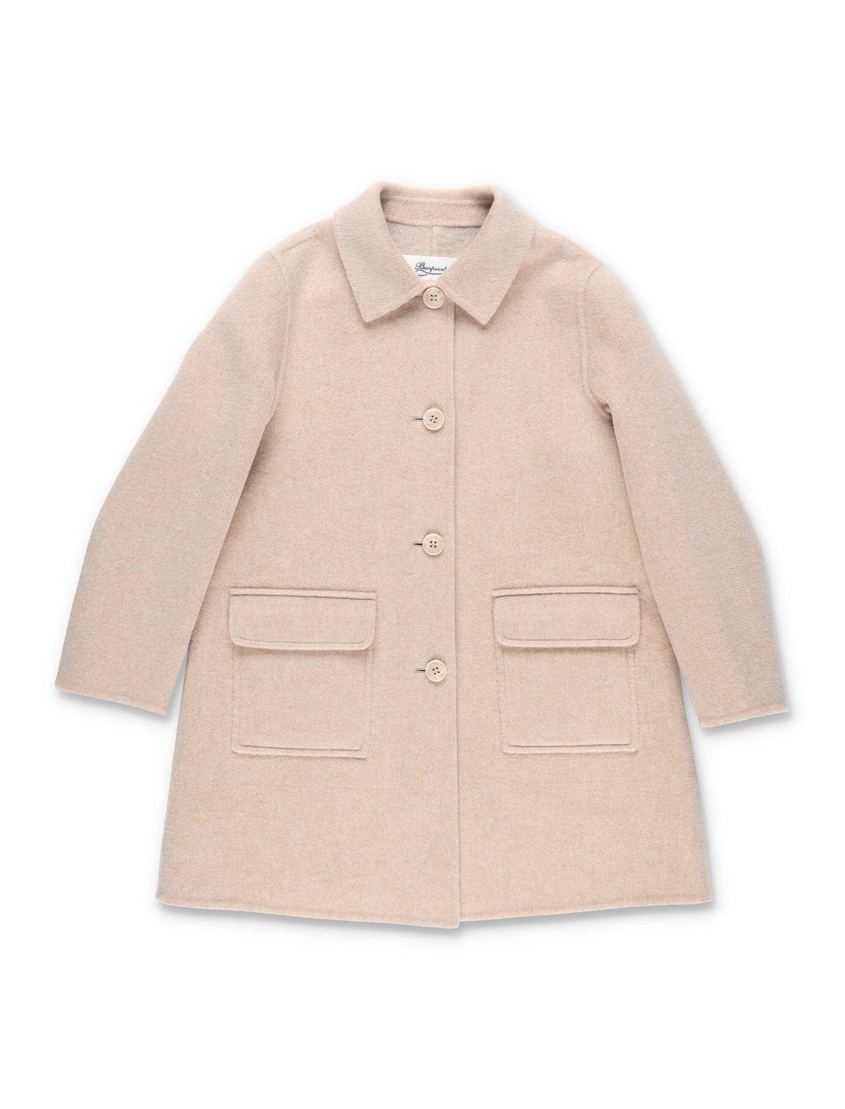 Shop Bonpoint Gracie Singlebreasted Long Sleeved Coat In Beige