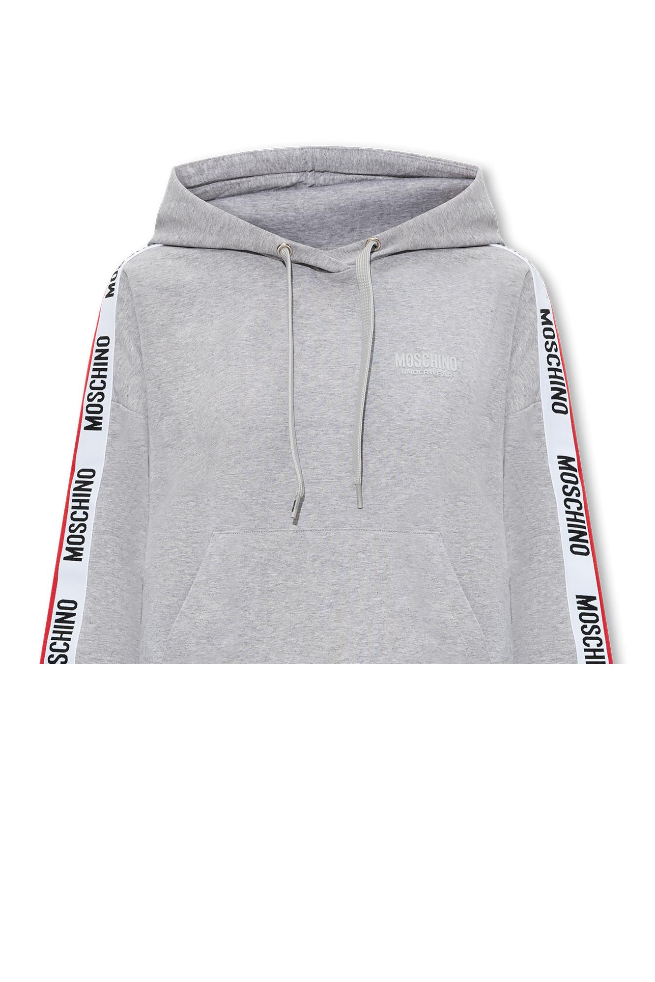 Moschino Logo Tape Drawstring Hoodie In Grey ModeSens