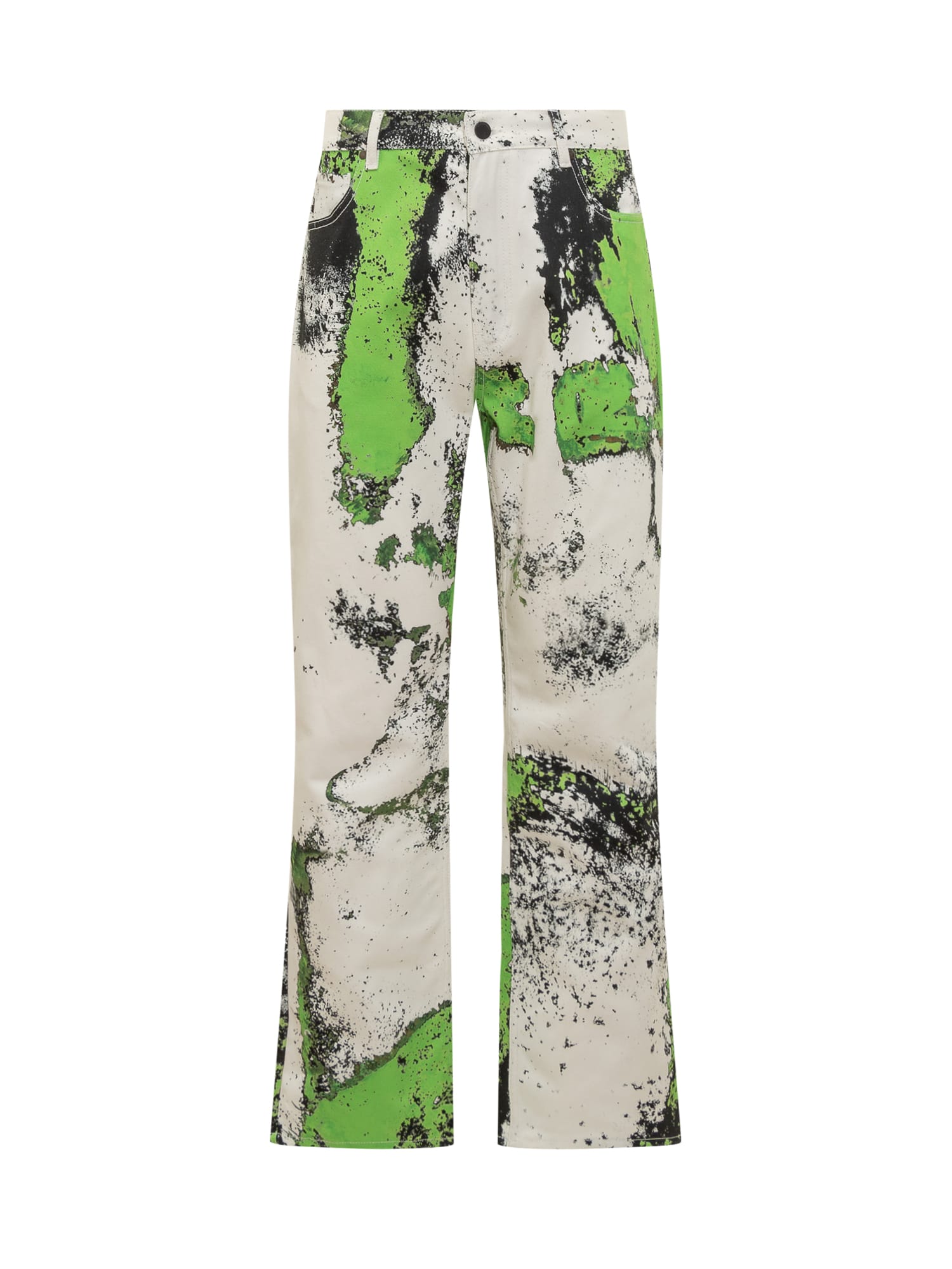 44 Label Group Pants With Corrosive Effect In White-grunge Green