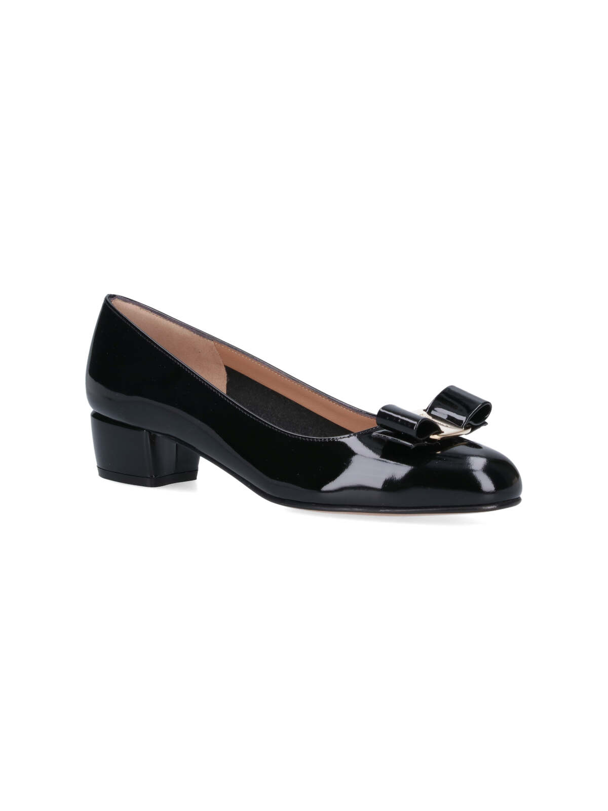 Ferragamo Vara Bow-embellished Patent-leather Pumps In Black