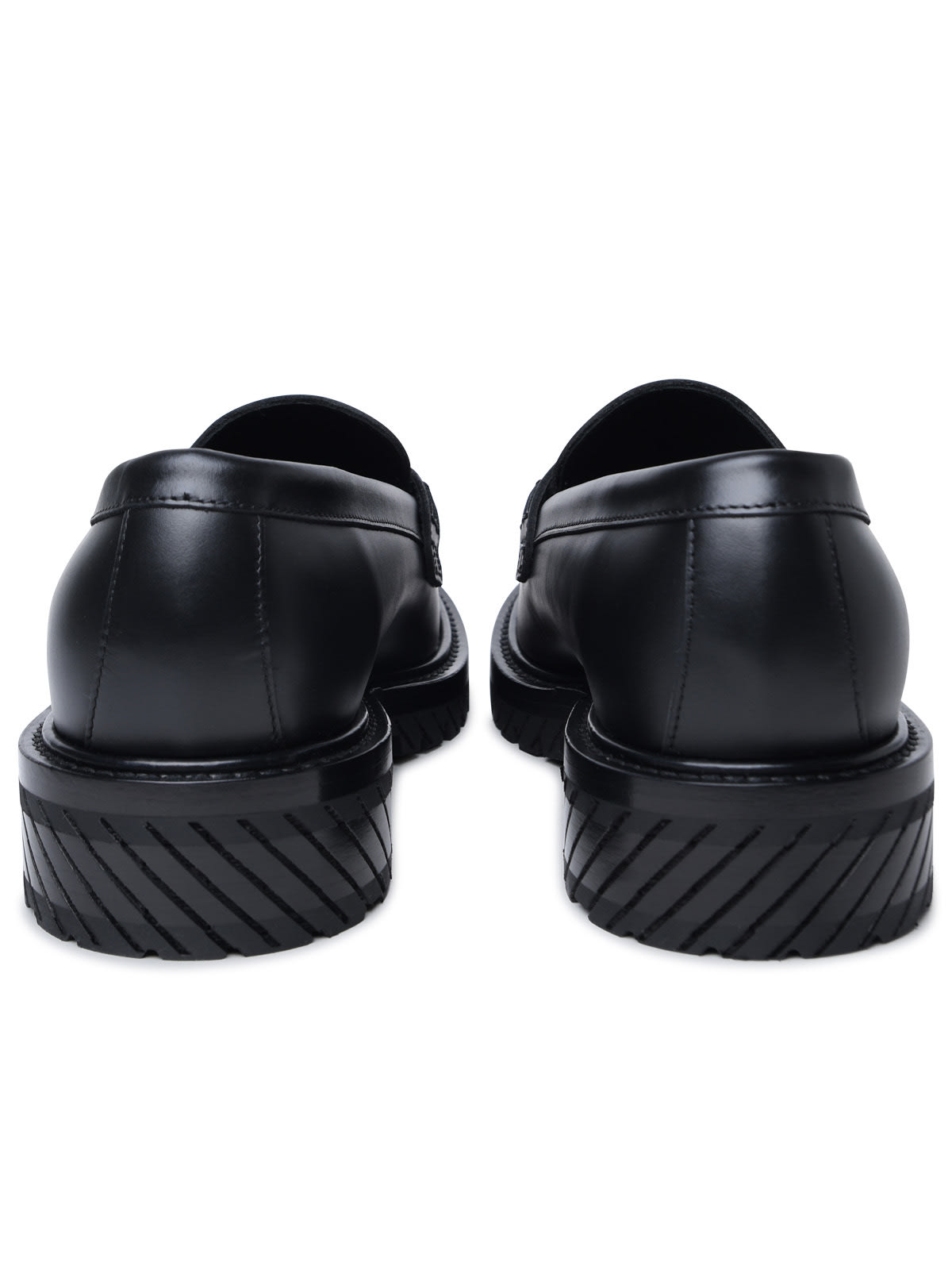 Shop Off-white Military Black Leather Loafers In Black Black (black)