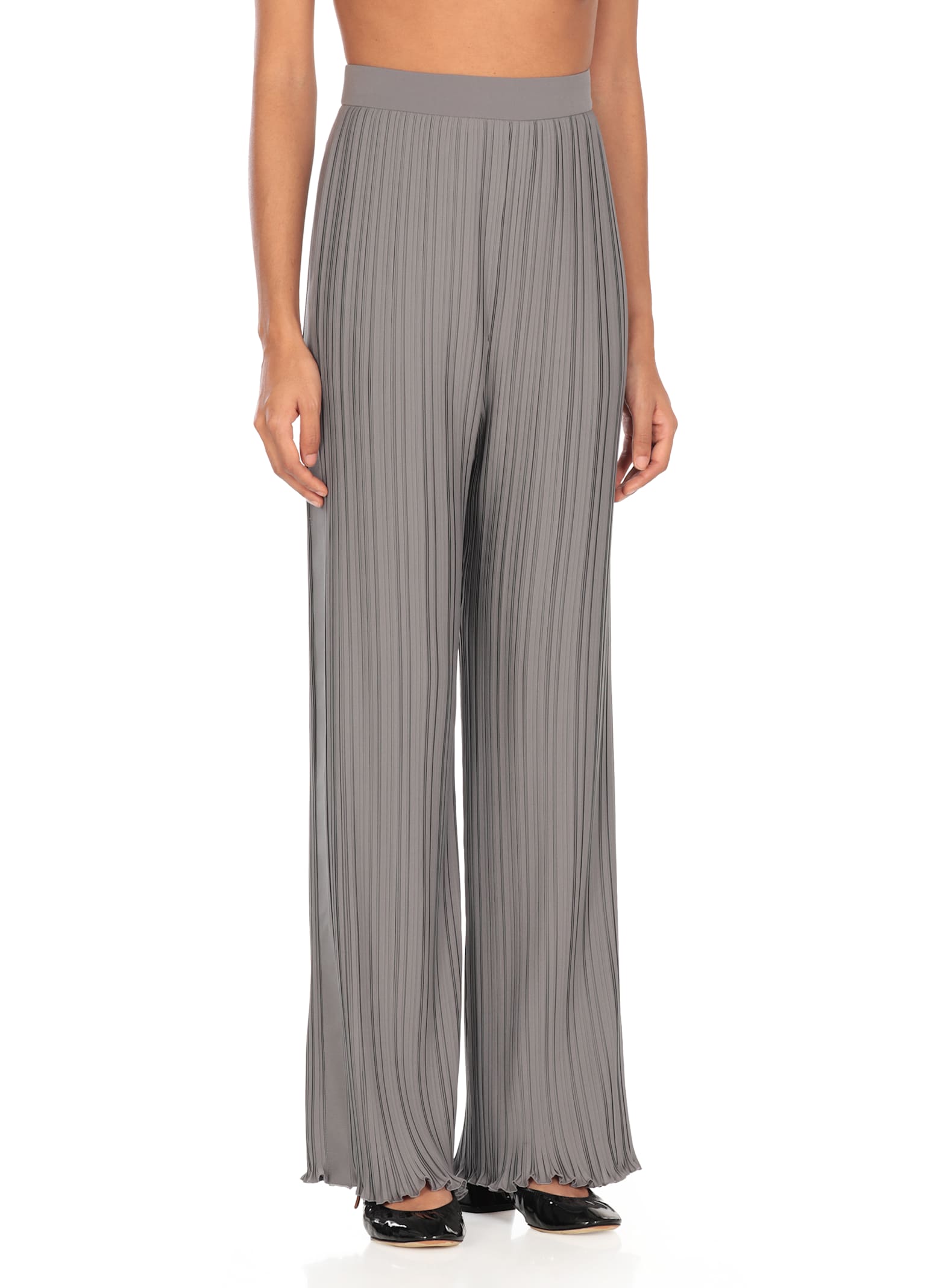 Lanvin Loose Fit Pleated Wide Leg Trousers In Grey