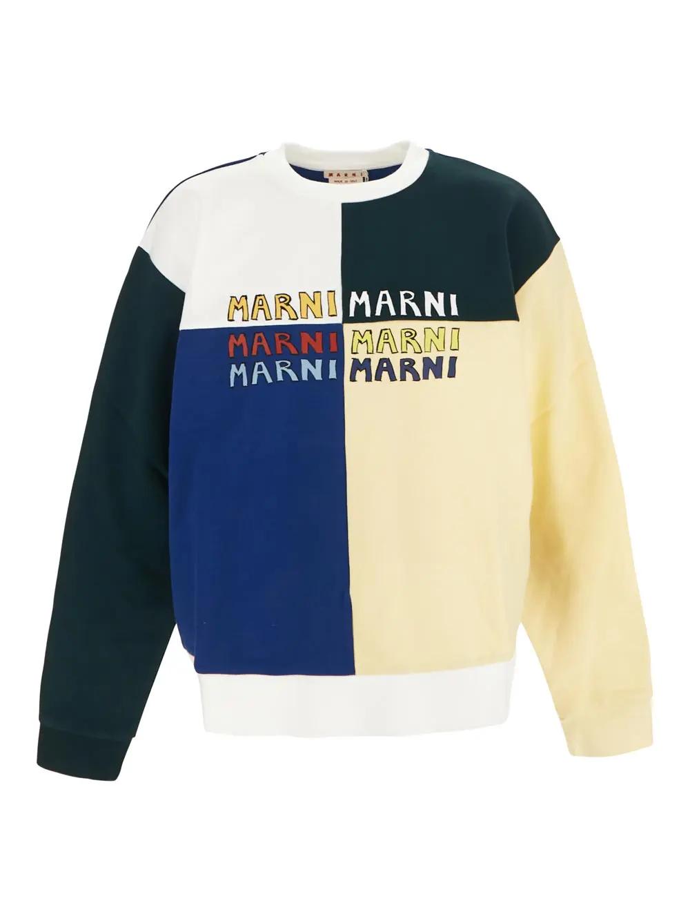 Shop Marni Puzzle Logo Brushed Sweatshirt