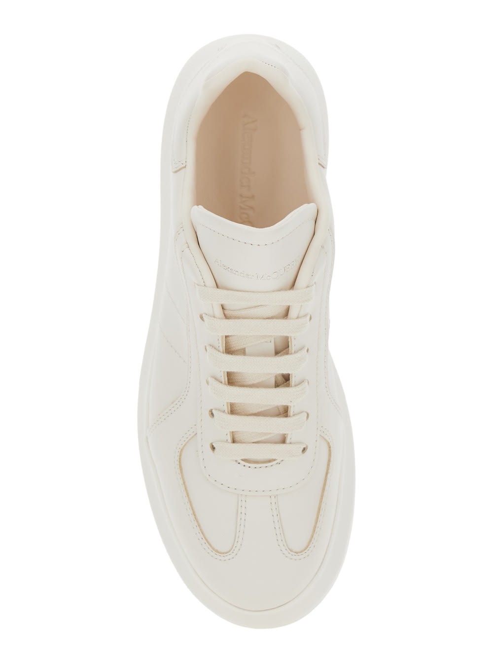 Alexander Mcqueen White Sneakers With Logo Patch On The Tongue And Embossed Logo On The Heel In Leather Woman