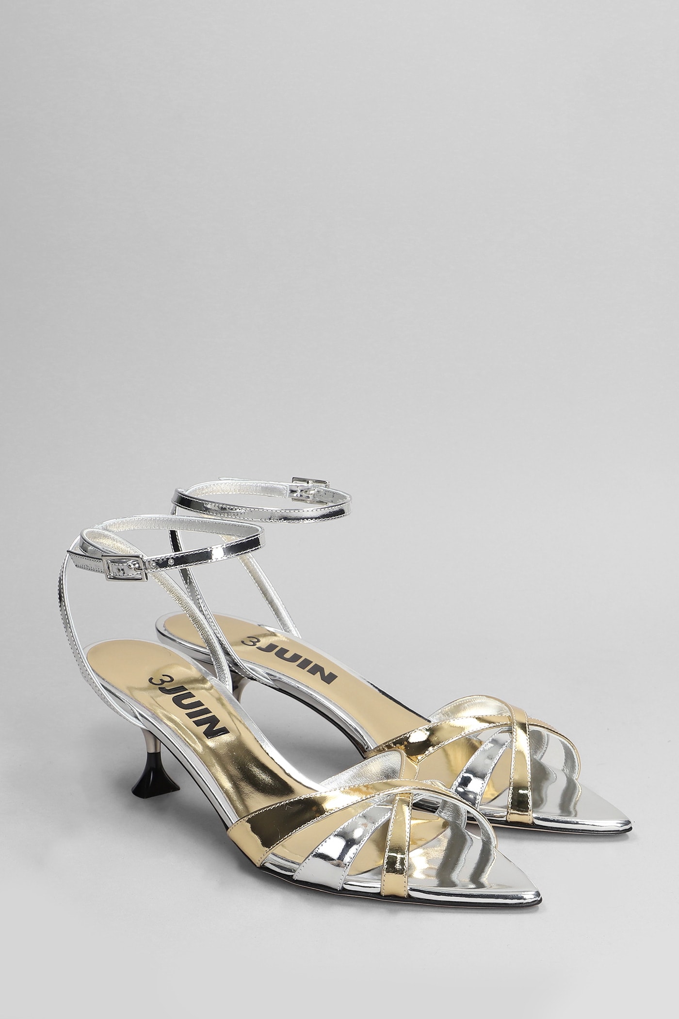Shop 3juin Kyara 055 Sandals In Silver Leather