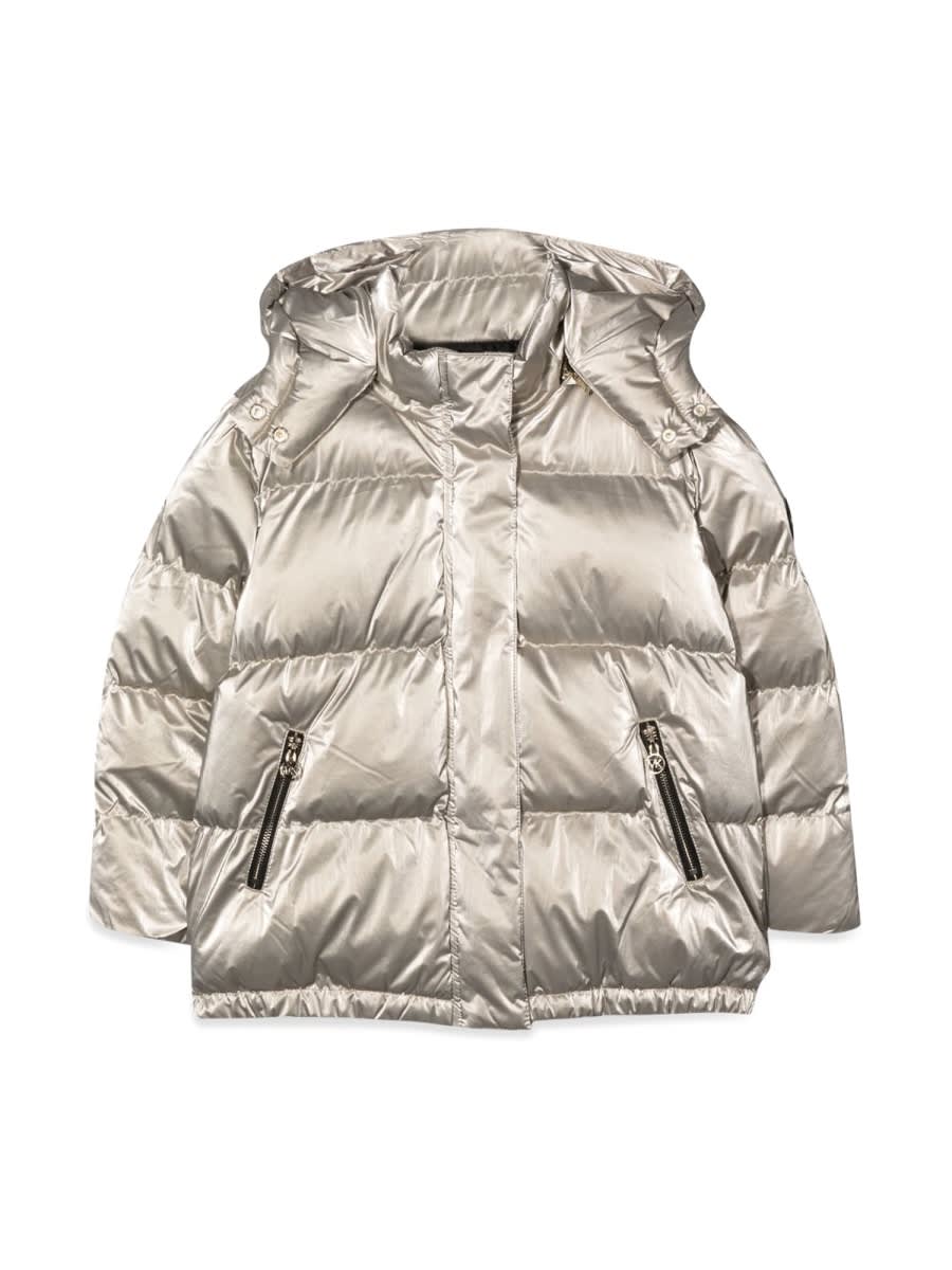 Shop Michael Kors Down Jacket With Hood In Gold
