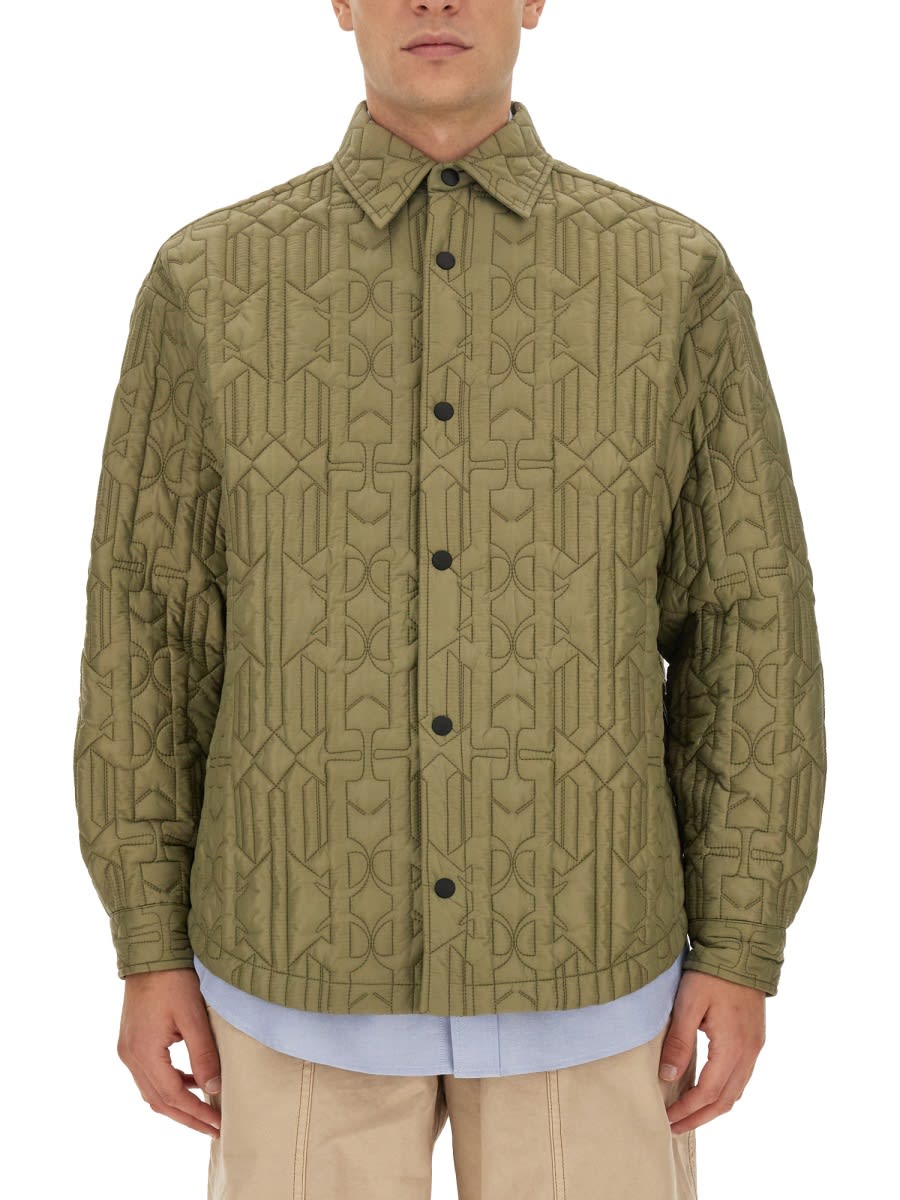 Shop Palm Angels Monogram Shirt In Military Green