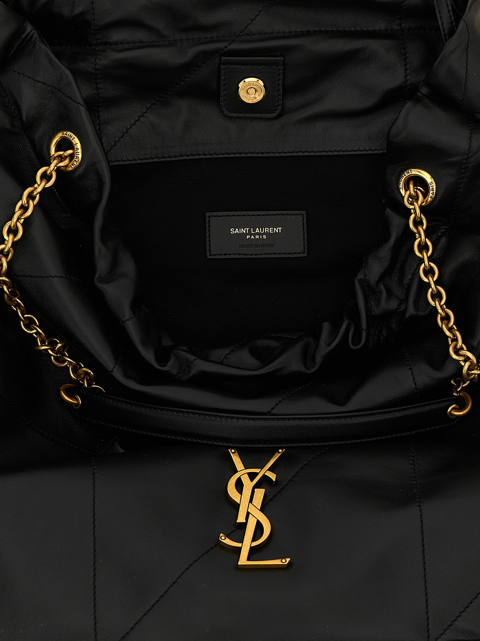 Saint Laurent Large Quilted Shoulder Bag With Chain Strap In Black