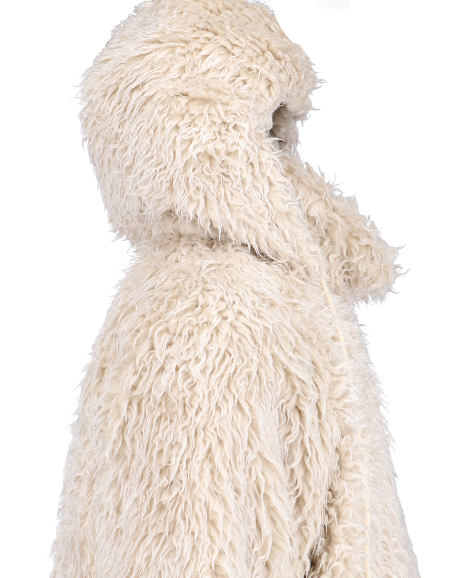 Shop Marni Faux Shearling Hooded Jacket In Crema