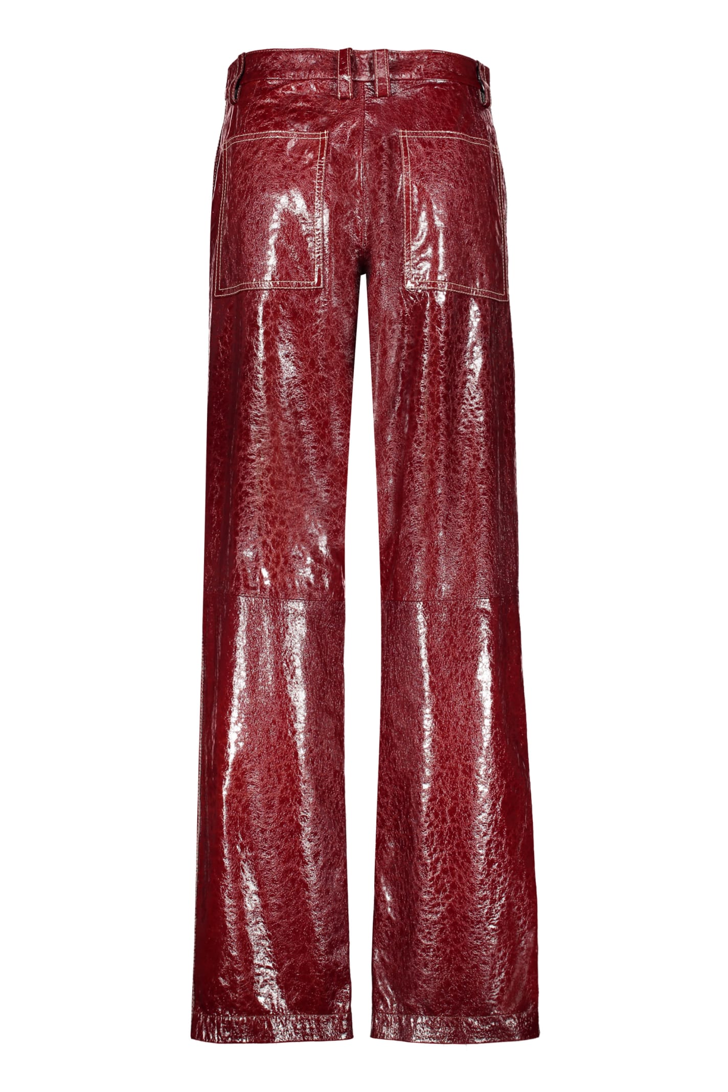 Shop Missoni Leather Pants In Burgundy