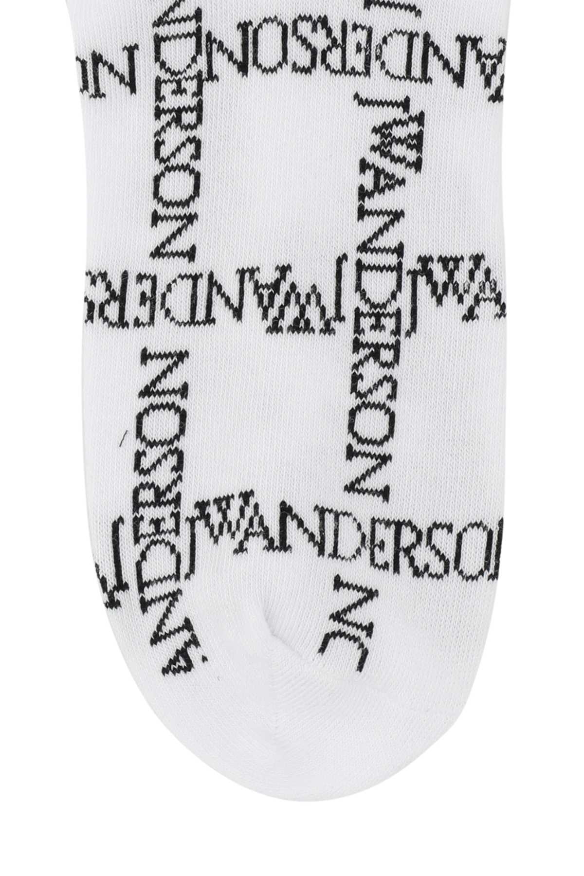 Jw Anderson Embroidered Stretch Cotton Blend Socks In Whiteblack