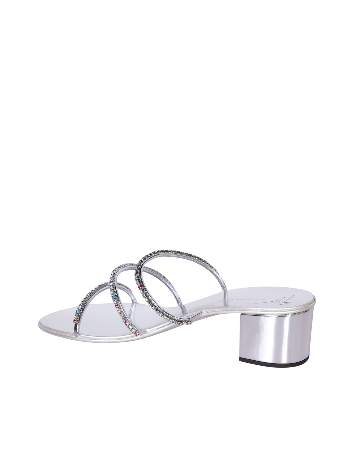 Shop Giuseppe Zanotti Dark Colorful White Sandals In Metallic