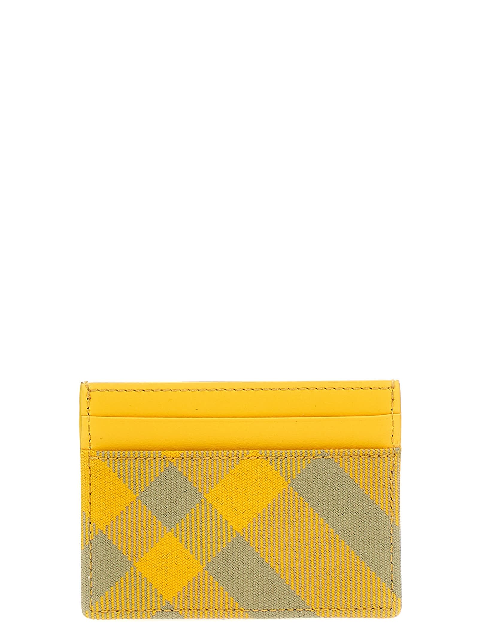 Burberry Check Card Holder In Yellow