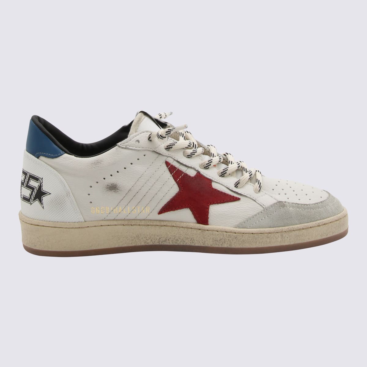 Golden Goose White Red And Blue Leather Ball Star Sneakers