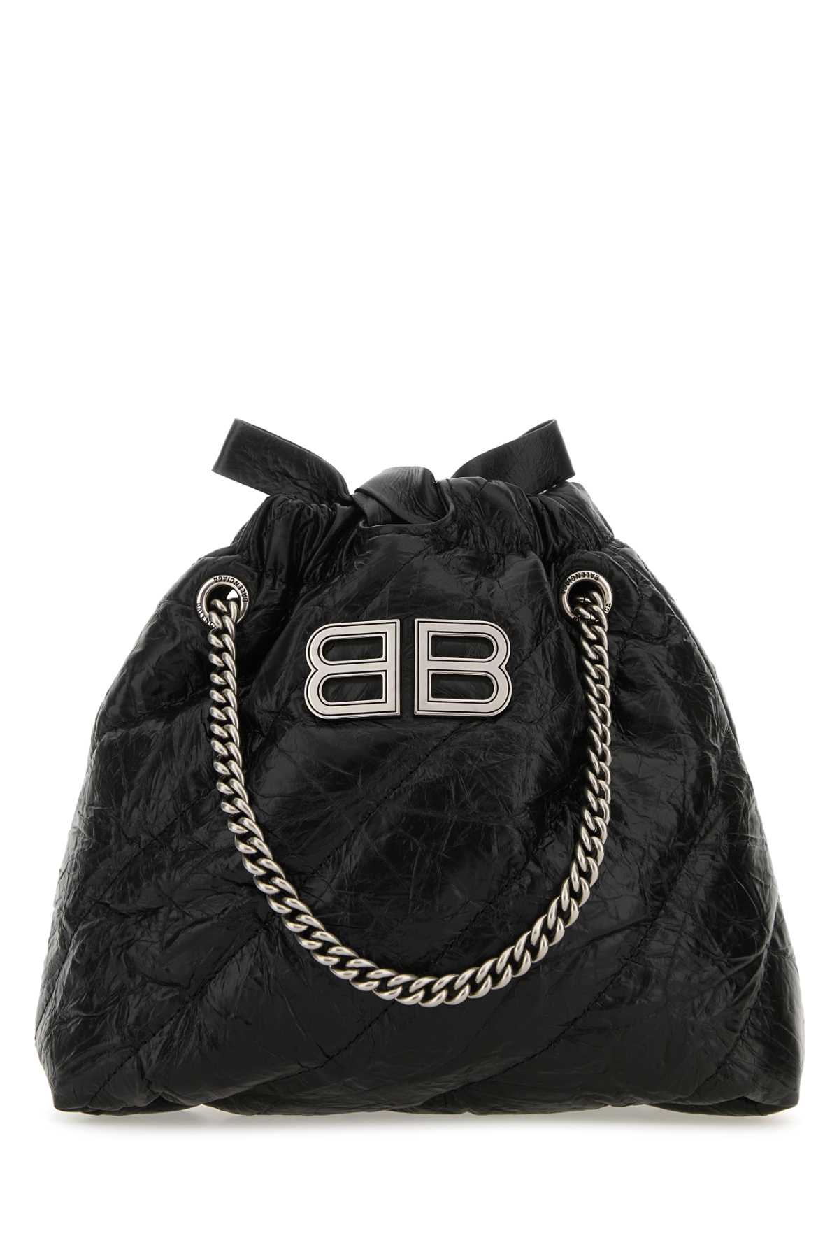 Shop Balenciaga Black Leather Xs Crush Shoulder Bag