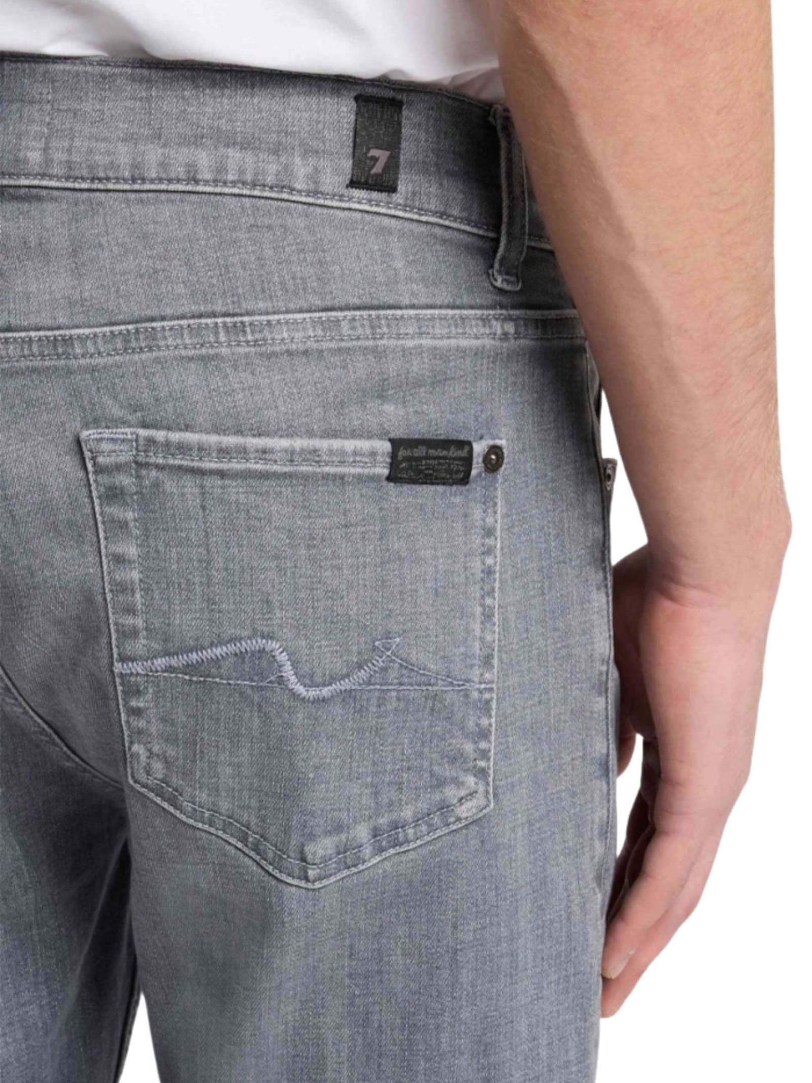 7 For All Mankind Tapered Jeans With Belt Loops And Pockets In Gray