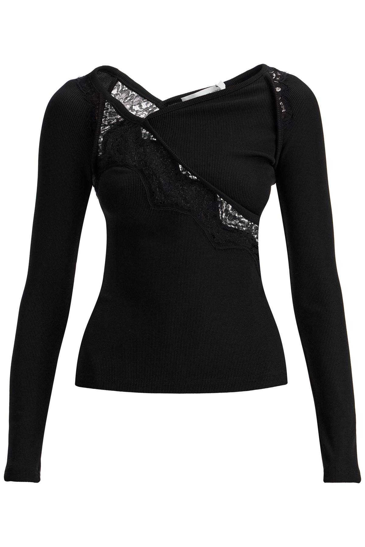 Shop Christopher Esber Long-sleeved Top With Lace In Black (black)