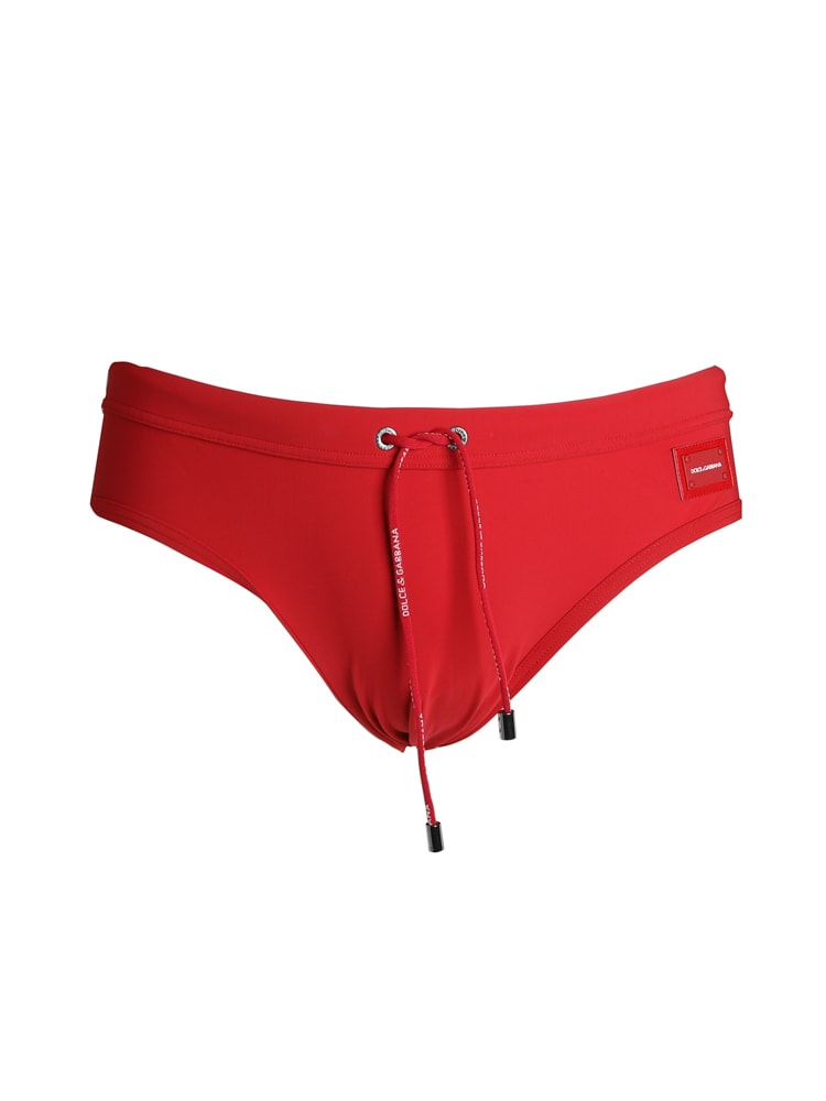 Shop Dolce & Gabbana Swim Briefs In Run-resistant Technical Fabric In Bloody Red